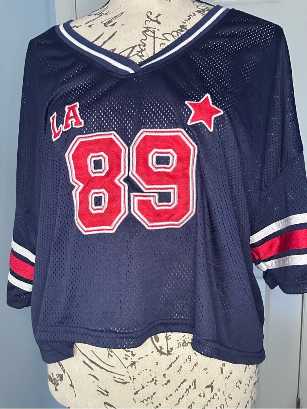 Large Women’s LA 89 Cropped Jersey Tee - Picture 1 of 6
